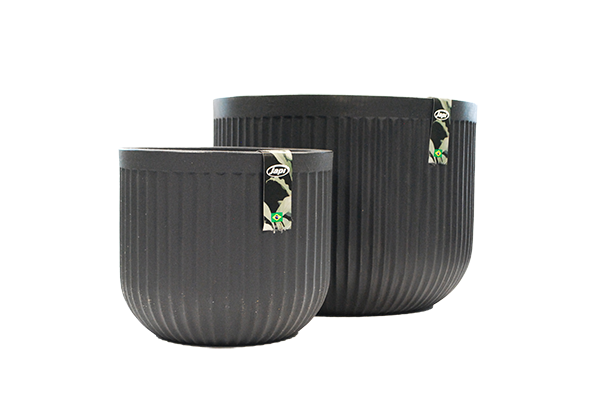 Fluted Round Planter Lead 2 Piece Set - Decorative Planters